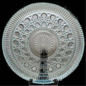 Vintage Federal Glass Windsor Clear Service Plate 11" Button & Cane 1970s MCM
